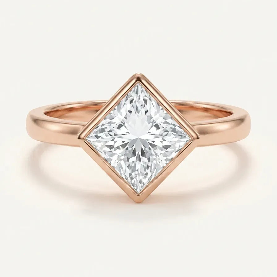 prabangus princess cut žiedas