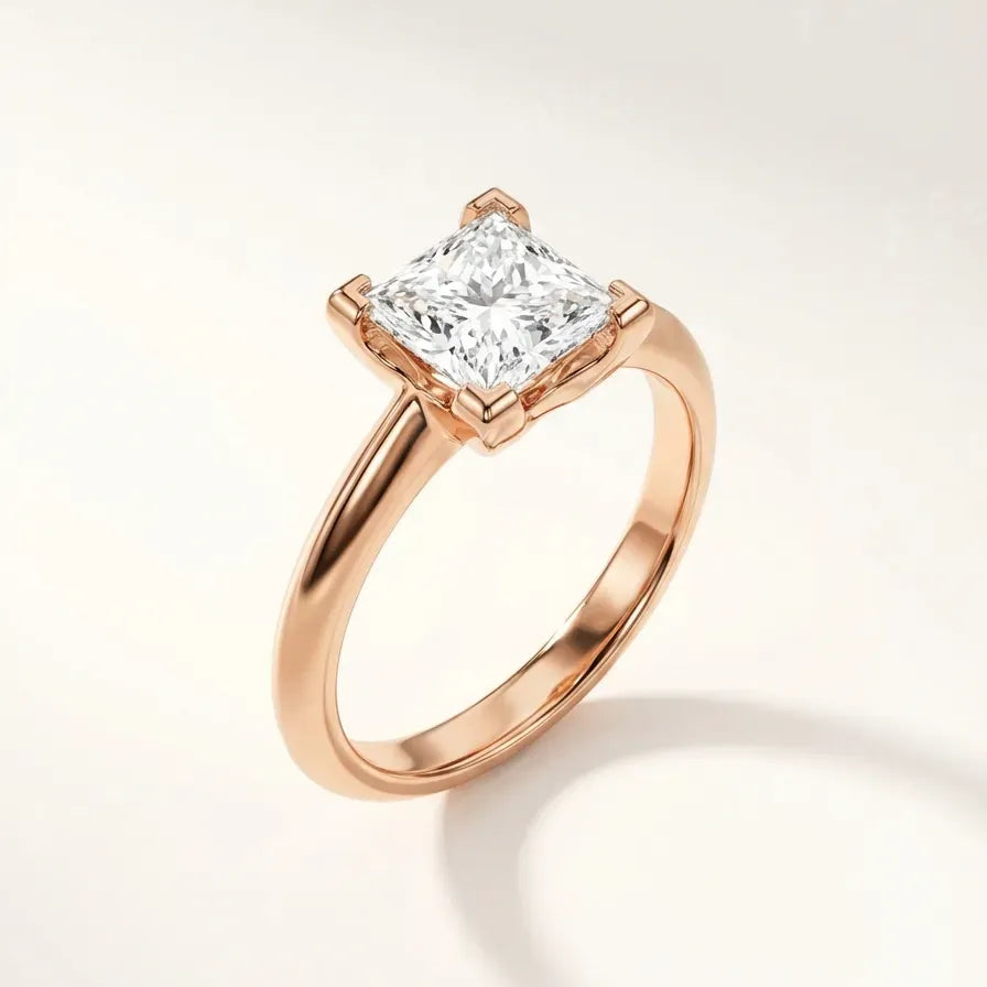 prabangus princess cut sužadėtuvių žiedas