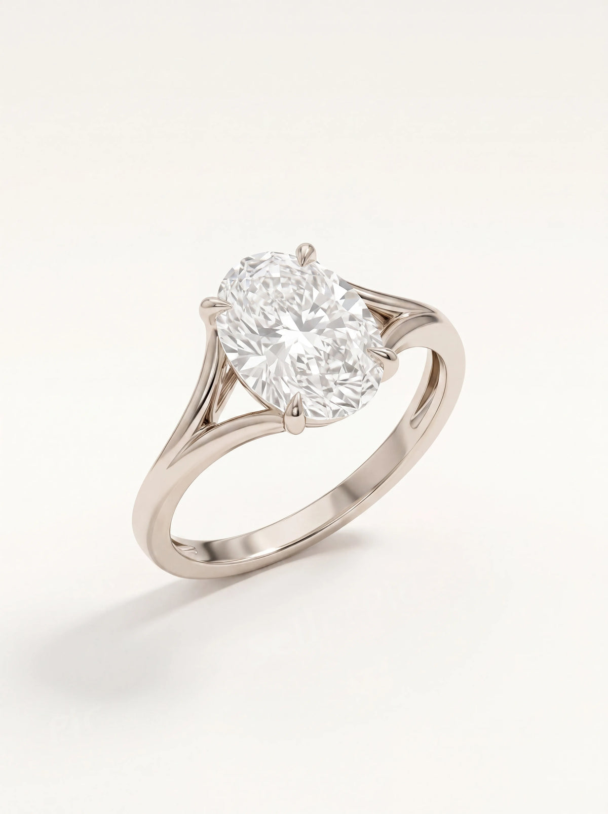 Cathedral Setting Ring with 2.00 ct Oval Diamond