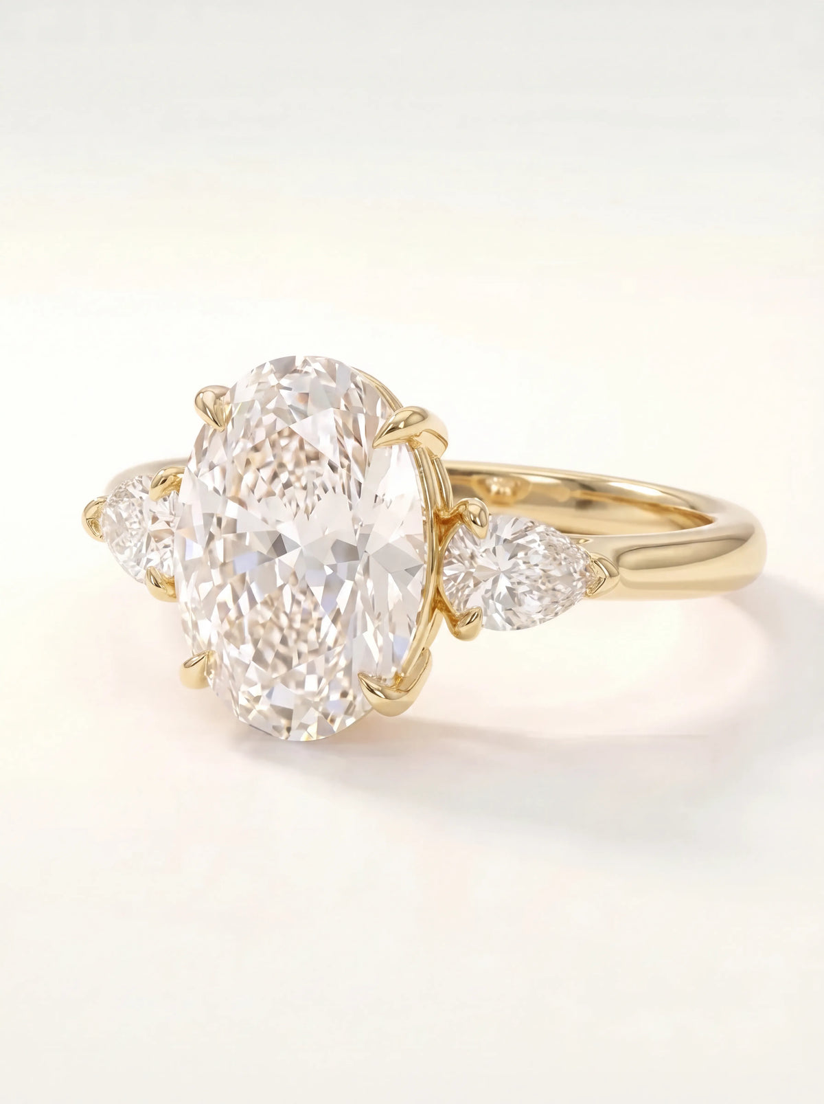 Three-Stone Ring with 2.00 ct Oval Diamond
